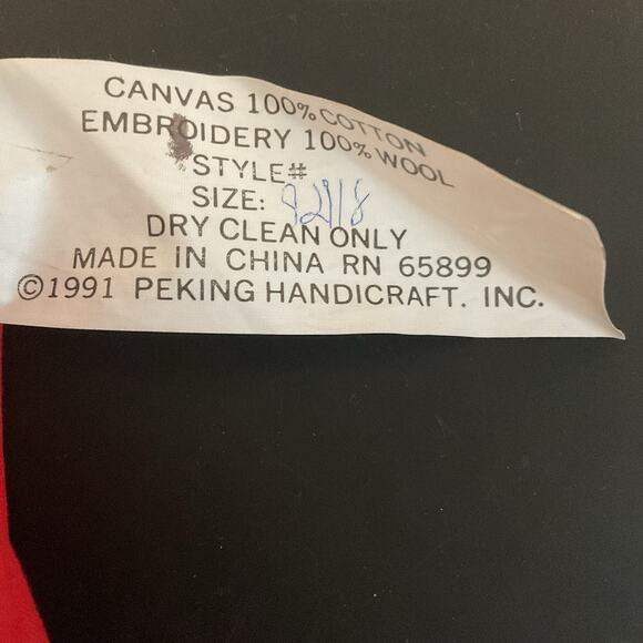 2 VTG Ornaments & Poinsettia Needlepoint Stockings Wool Embroidery - Picture 6 of 6